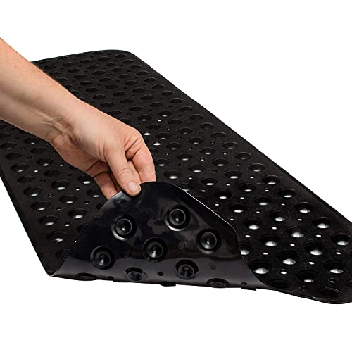 TAGPR Door mat Bathroom mats Anti Slip for Entrance Floor Foot Skid Bathtub Bath Shower Suction Cups (Black 100 X 40) - Image 1