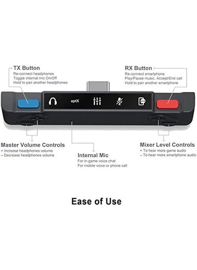 erorex - Pro Switch Bluetooth Adapter Audio Chat Mixer For Streaming Switch And Smartphone Or Pc Audio Spotify Discord Voice Call To Bluetooth Headphones With Aptx Low Latency And Built In Mic - Image 1