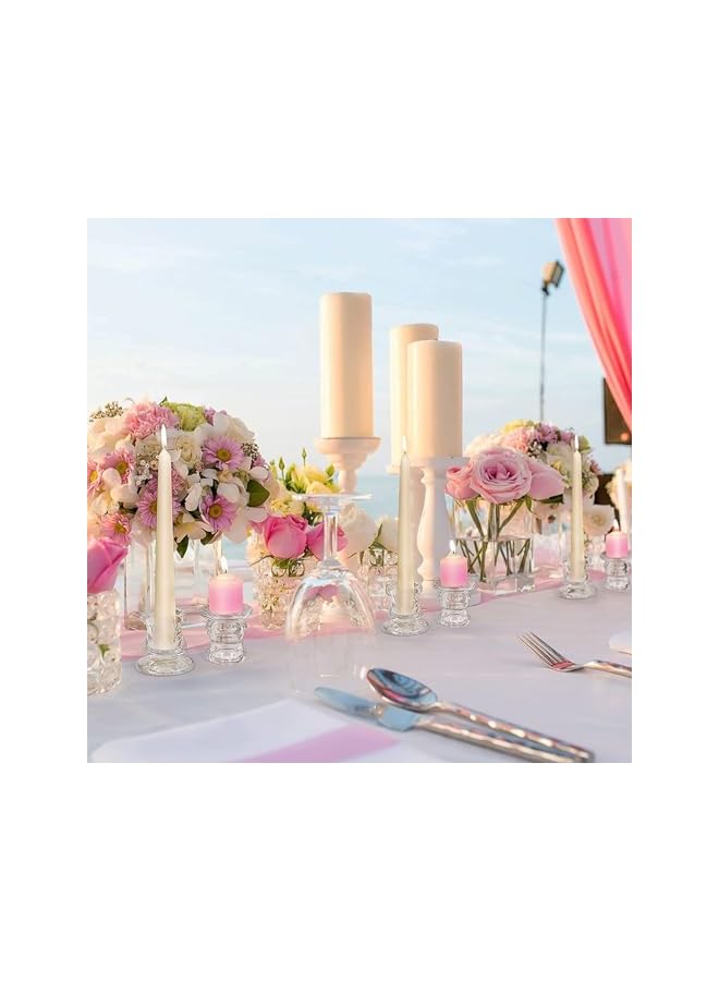 The Bros Glass Taper Candleholders - Clear Small Candlestick Holder Bulk, Set of 6 Clear Candleholders for Taper Candles Small Table, Glass Candlestick Holders, Thicker Glass Candle Sticks Set - Image 3