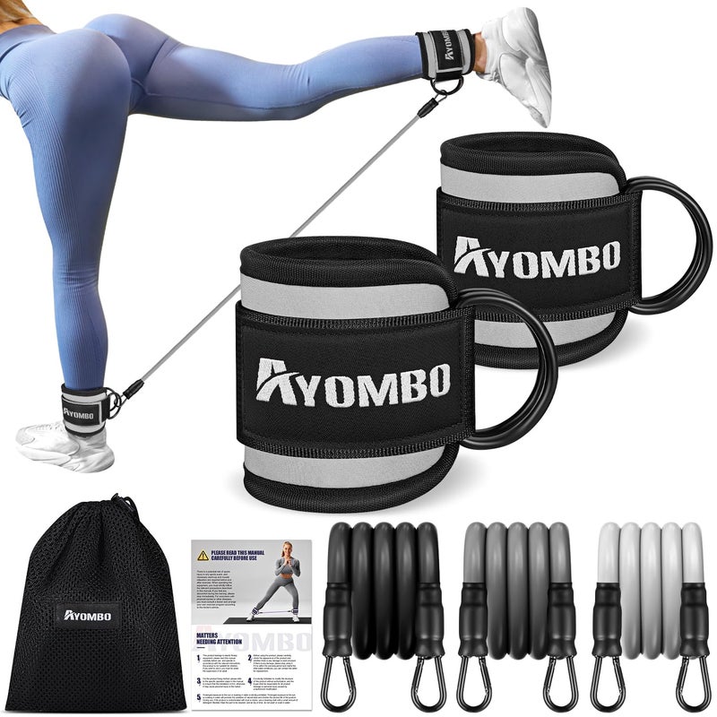 Ayombo Ankle Bands for Working Out, Resistance Bands with Cuffs for Kickbacks Hip, Home Fitness Equipment for Legs Glutes, Exercise Bands for Butt Lift Women, Achieve Stronger and Firmer Lower Body - Image 1