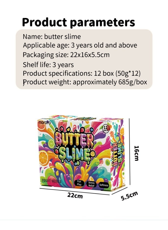 12 PCS 720ml Butter Slime Kit for Kids, Girls & Boys - Non-Sticky, Scented, Soft & Glossy to Make Your Own Cloud Slime – Stress Relief Party Favors & Great Gift Idea - Image 2
