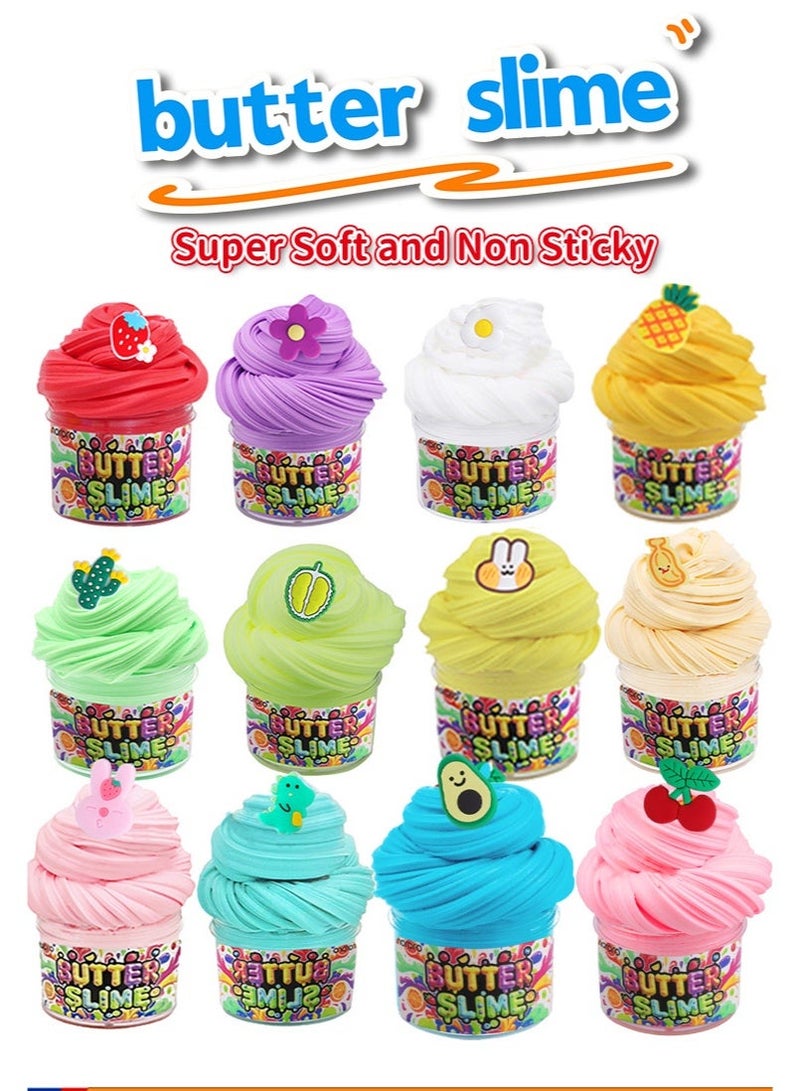 12 PCS 720ml Butter Slime Kit for Kids, Girls & Boys - Non-Sticky, Scented, Soft & Glossy to Make Your Own Cloud Slime – Stress Relief Party Favors & Great Gift Idea - Image 3