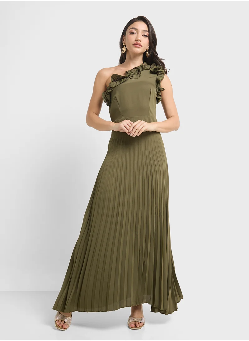 ايلا One Shoulder Ruffled Neck Dress