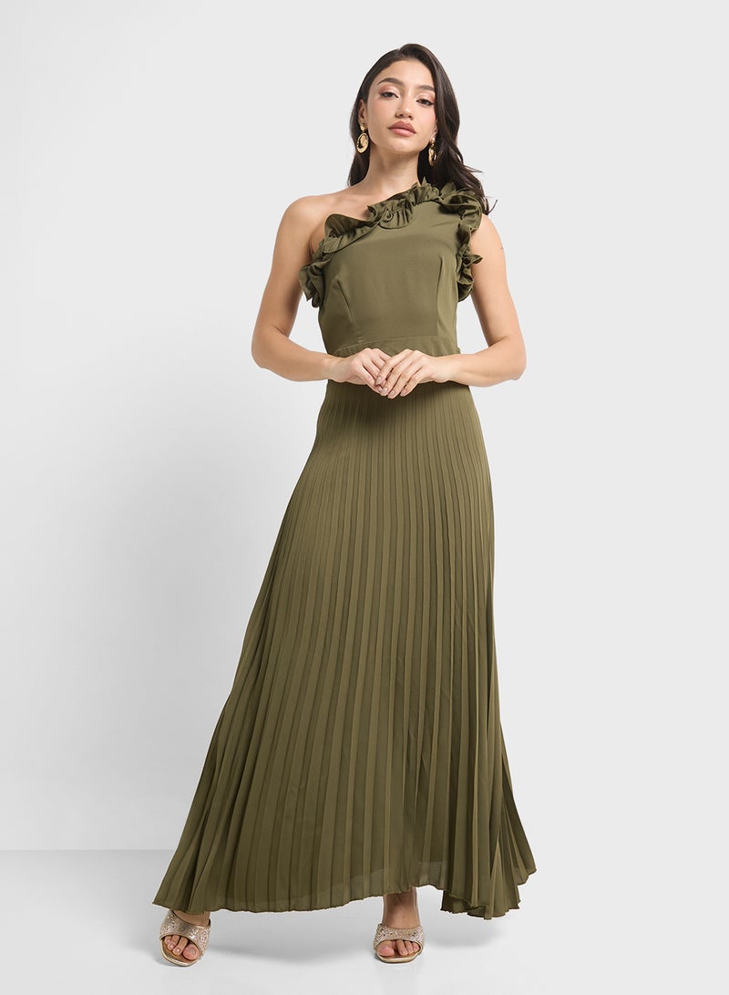ELLA One Shoulder Ruffled Neck Dress  - Image 1