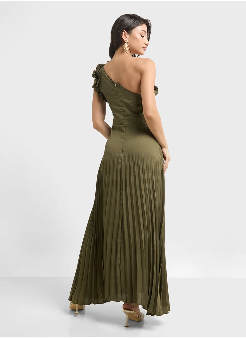 ايلا One Shoulder Ruffled Neck Dress