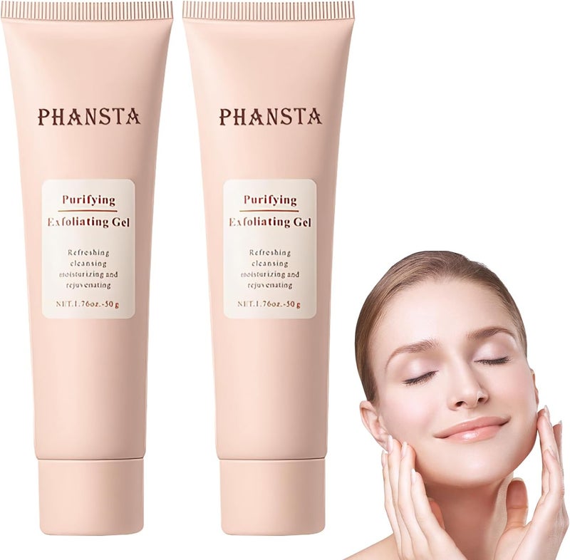 2PCS Purifying Exfoliating Gel, Facial Exfoliator Cleanser, Exfoliating Face Scrub, Exfoliating Gel Scrub for Face, Gentle Exfoliating Facial Cleanser for All Skin Types, Cleans Dirt & Oils - Image 1