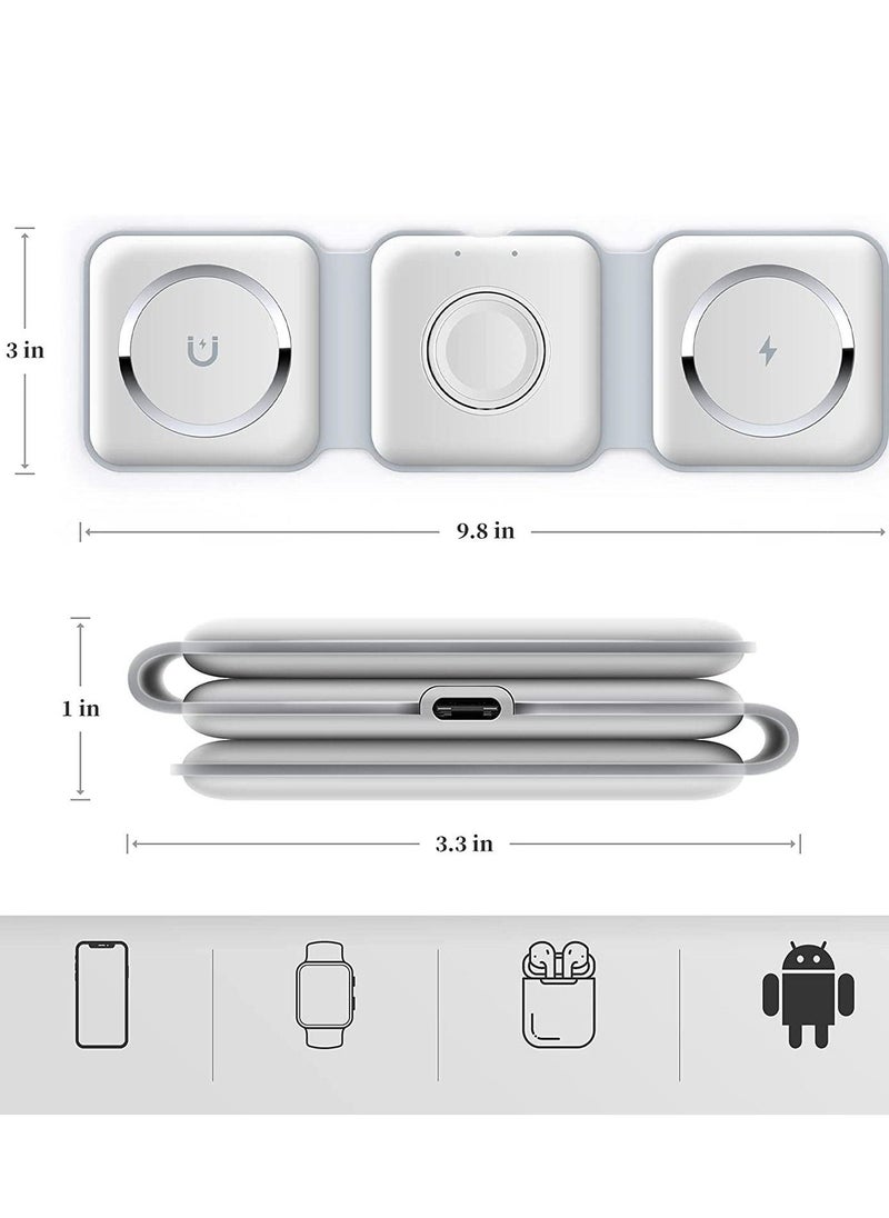 3 in 1 Wireless Charger Magnetic Foldable Charging Station Fast Wireless Charging Pad  White - Image 5