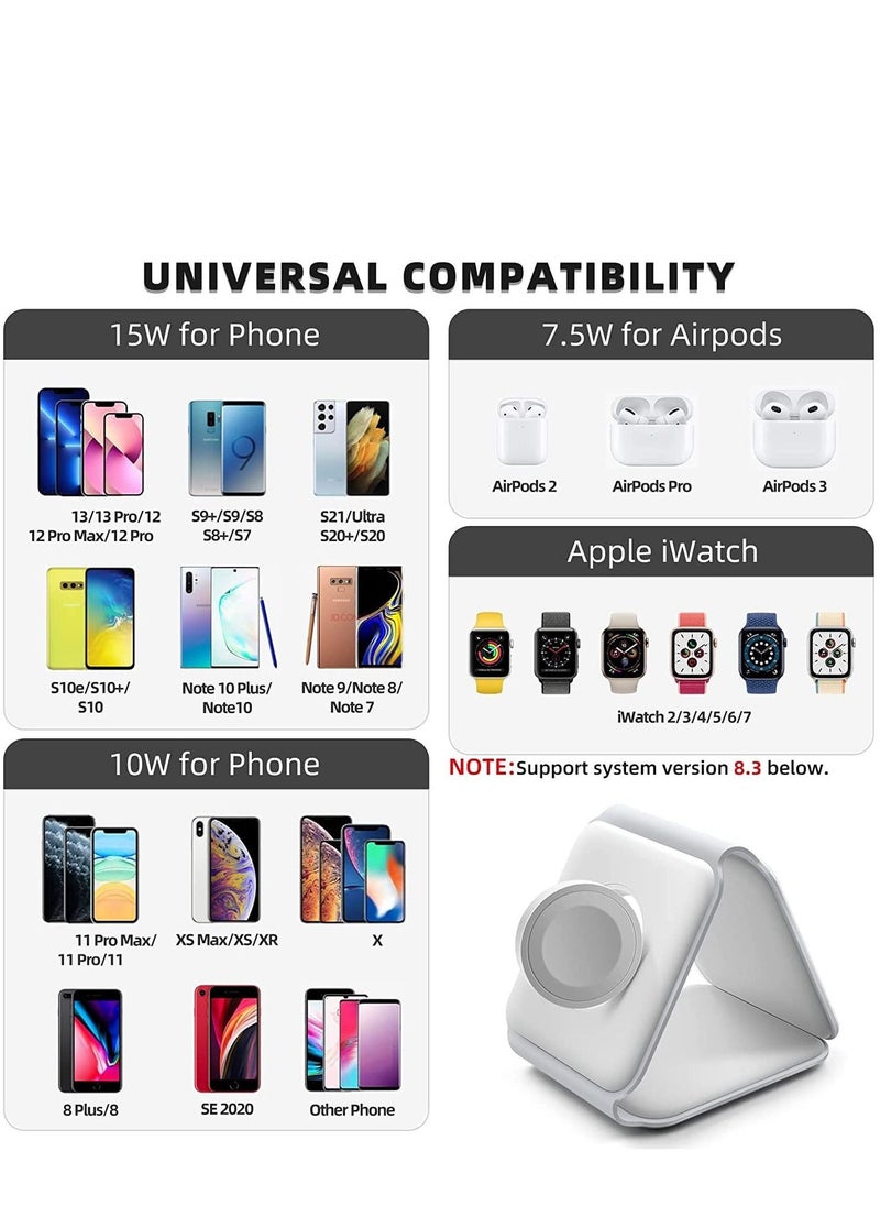 3 in 1 Wireless Charger Magnetic Foldable Charging Station Fast Wireless Charging Pad  White - Image 4