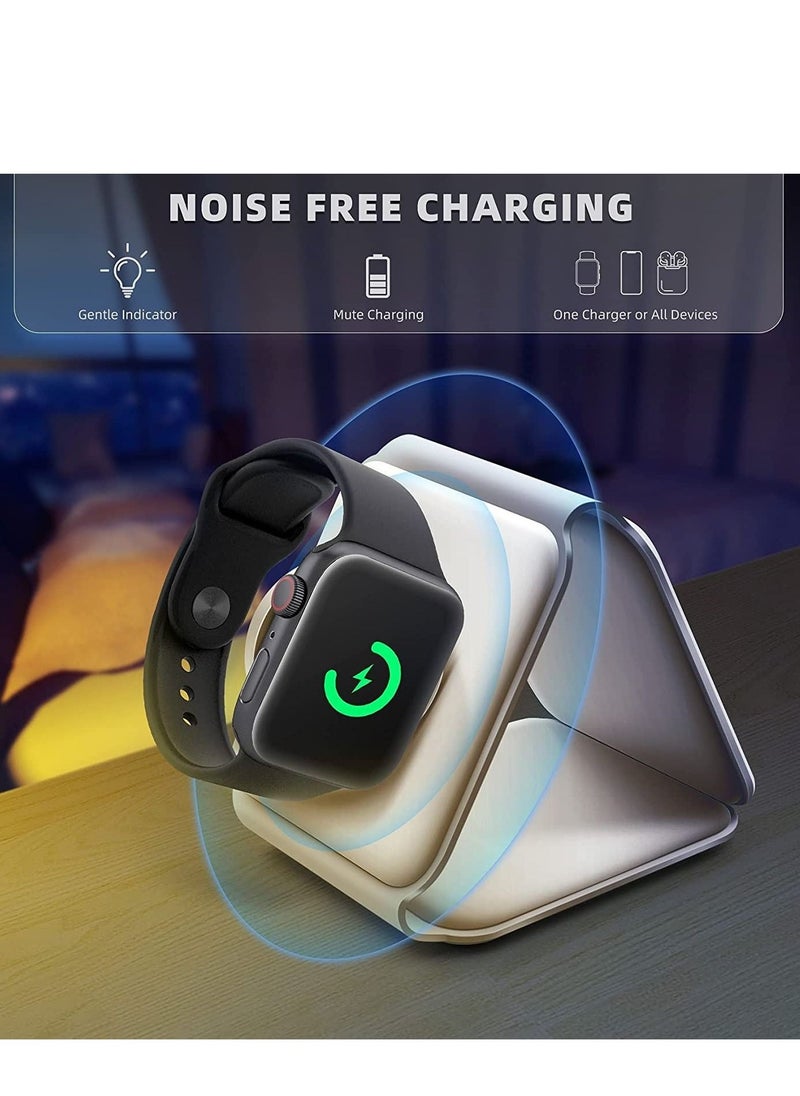 3 in 1 Wireless Charger Magnetic Foldable Charging Station Fast Wireless Charging Pad  White - Image 2