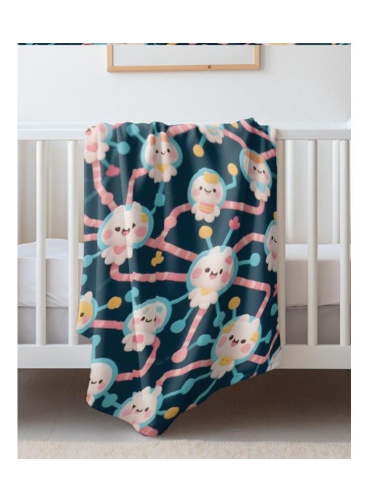 عام بطانية رقيقة من الفانيلا الكرتونية للأطفال أو الطلاب (دافئة ومريحة ومناسبة للنوم والألعاب) 100 سم * 150 سم - Image 1