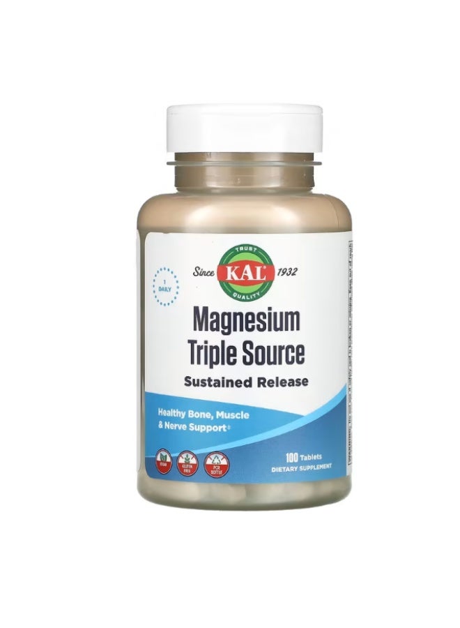 KAL Dietary Supplement Triple Source Magnesium Tablets 500 mg, 100 Tablets
