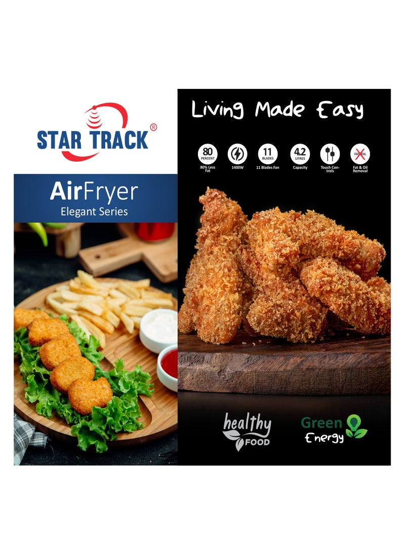 STAR TRACK STAR TRACK Air Fryer 4.2 Liter 1400W Comes with Nine Blades Removes Oil and Fat, Elegant Design in Black Color  - Image 4