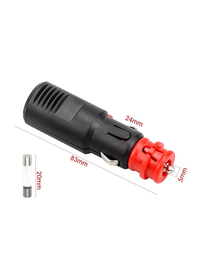 SYOSI 2Pcs Car Cigarette Lighter Adapter with 10A Fuse Universal Plug for Cigarette Lighter Socket 12V to 24V Universal Cigarette Lighter Plug, Random Tinning and Screw Connections. - Image 2