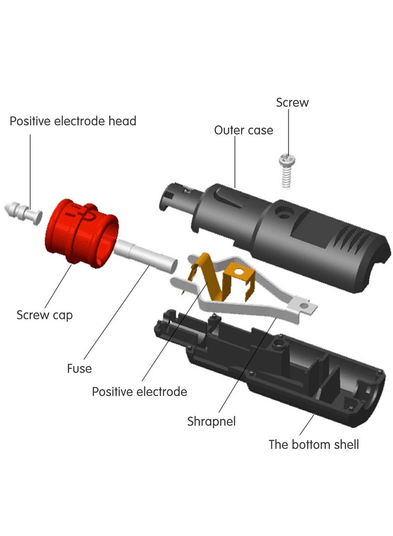 SYOSI 2Pcs Car Cigarette Lighter Adapter with 10A Fuse Universal Plug for Cigarette Lighter Socket 12V to 24V Universal Cigarette Lighter Plug, Random Tinning and Screw Connections. - Image 5