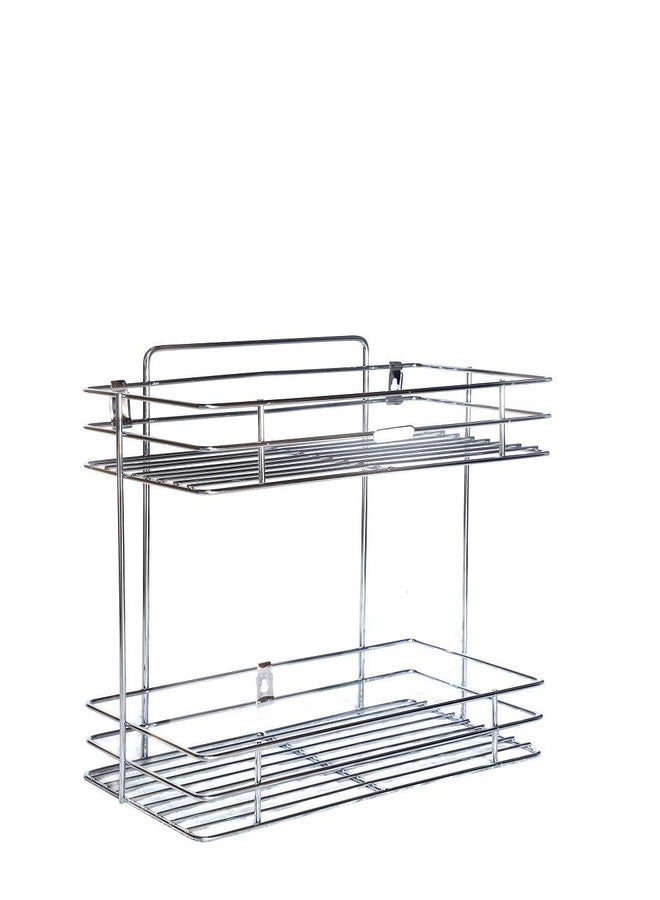 PANTH® Stainless Steel Multipurpose Storage Rack/Shelf, Double Layer Kitchen Rack, Bathroom Shelves and Racks Steel, Wall Mounted Organiser for Home, Book/Spices/Jar/Bottle Keeper in Silver Cover - Image 1