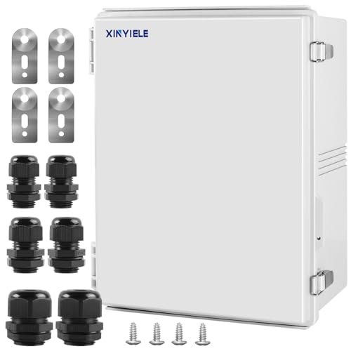 XINYIELE Waterproof Outdoor Project ABS Plastic Junction Box IP67 Weatherproof Dustproof Enclosure with Hinged Cover, Mounting Plate,Wall Brackets for Power Project (Grey,17.7"x13.8"x7.9") - Image 1