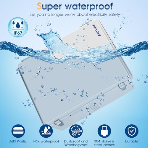 XINYIELE Waterproof Outdoor Project ABS Plastic Junction Box IP67 Weatherproof Dustproof Enclosure with Hinged Cover, Mounting Plate,Wall Brackets for Power Project (Grey,17.7"x13.8"x7.9") - Image 2