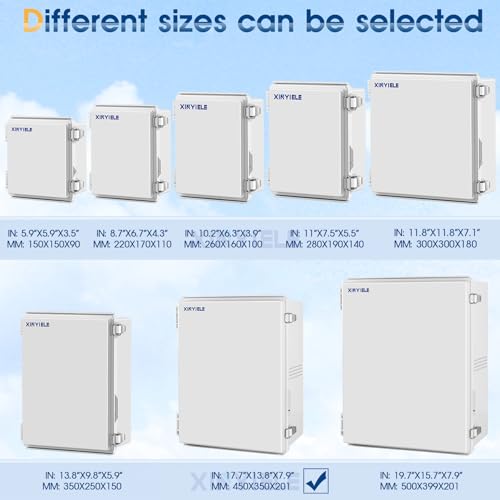 XINYIELE Waterproof Outdoor Project ABS Plastic Junction Box IP67 Weatherproof Dustproof Enclosure with Hinged Cover, Mounting Plate,Wall Brackets for Power Project (Grey,17.7"x13.8"x7.9") - Image 4