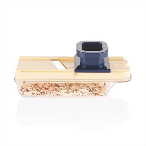 RITU Adjustable Slicer with Large Safety Holder | Dual Stainless Steel Blades | Spiral Vegetable Cutter for Salad, Fruits, Potatoes, Carrots | Multipurpose Kitchen Tool | Easy to Use - Image 1