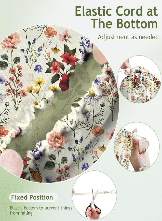 Kokaaee Plastic Bag Holder, Grocery Bag Organizer - 1 Pack Cute Kitchen Dispenser Holders Reusable Shopping Western Hanging Wall with Adjustment Drawstring Closure for Women Home, Floral - Image 3