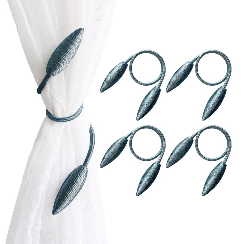 Valea Home 4 Pieces Curtain Tiebacks Clips Creative Window Drape Twist Tie Backs European Style Custom Made Curtain Holders Decorative Draperies Holdbacks Teal