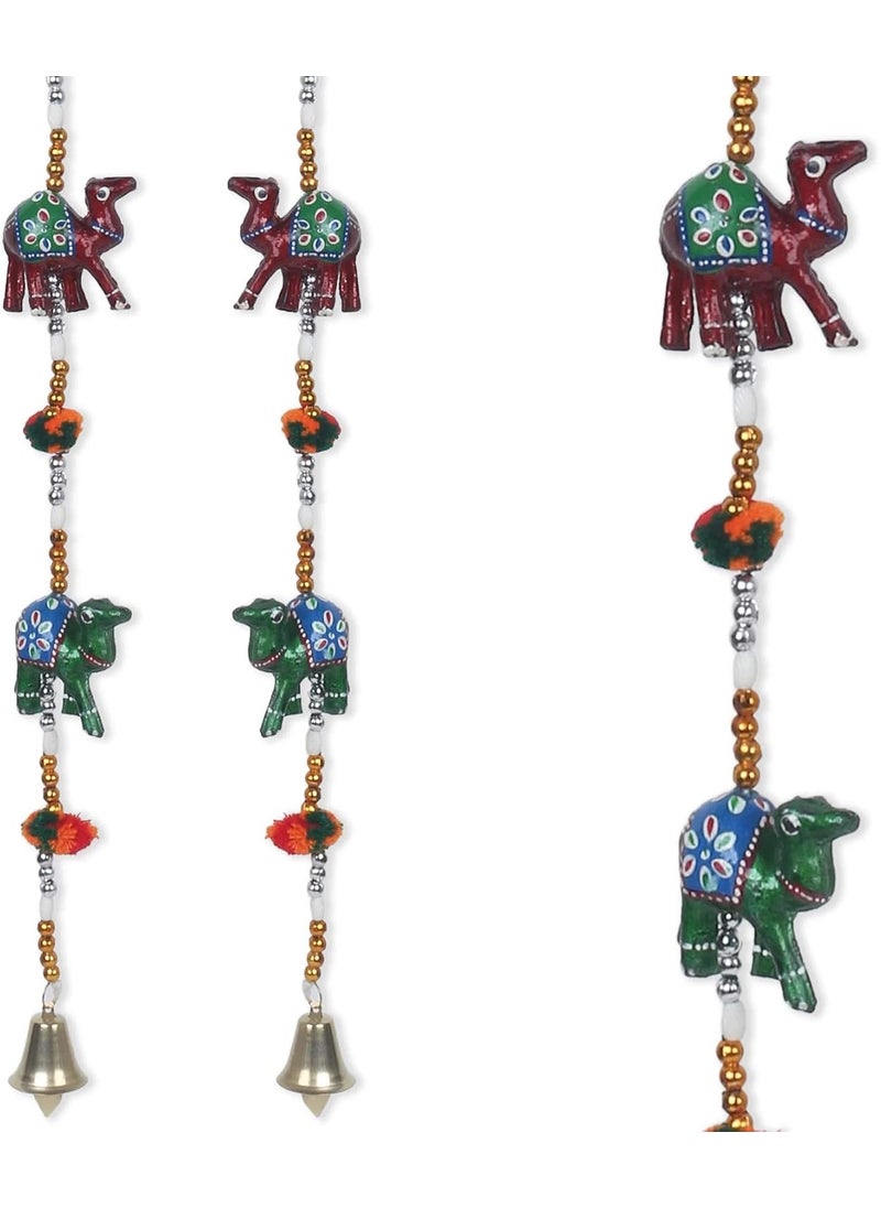 Handmade - handmade DECOR Hub Rajasthani Paper Mache Wall Door Hanging Diwali Decoration Pair Latkan Camel Toran Traditional Art Antique for Entrance 96 cm - Image 1