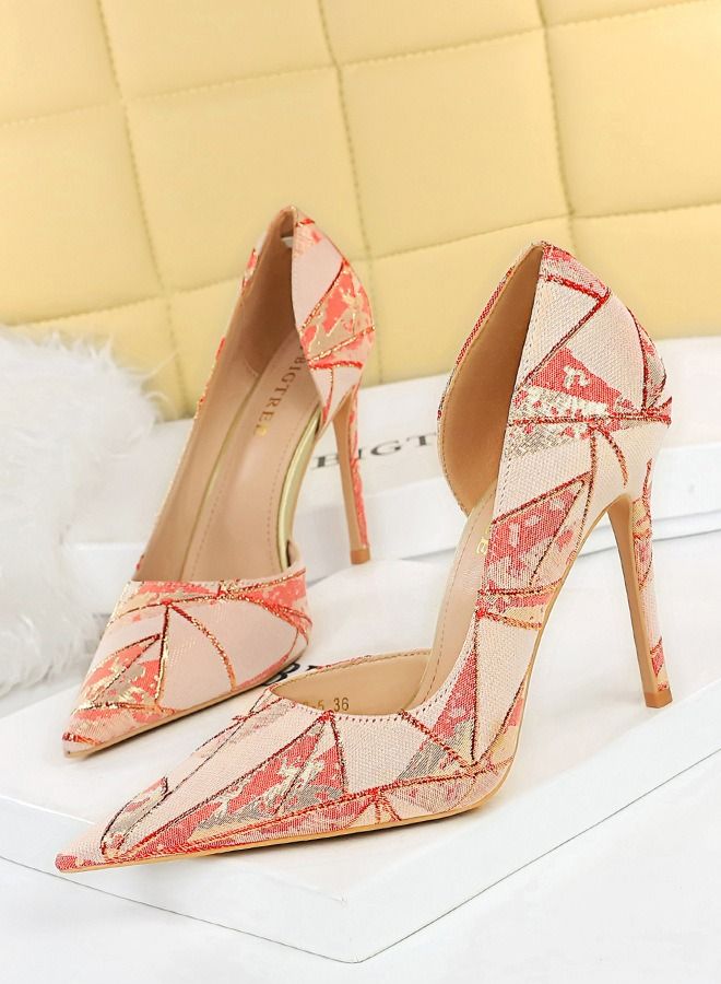 BIGTREE حذاء بكعب عالٍ بفتحة جانبية مدببة متعدد الألوان - Image 1