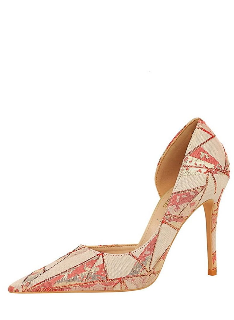 BIGTREE حذاء بكعب عالٍ بفتحة جانبية مدببة متعدد الألوان - Image 2