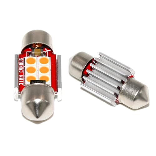 PHINLION DE3175 Amber Yellow LED Light Bulbs, Super Bright Festoon 31mm DE 3175 3021 3022 Miniature LED Bulb for Car Interior Door Map Dome Reading Trunk Step Courtesy Light, Pack of 4 - Image 5