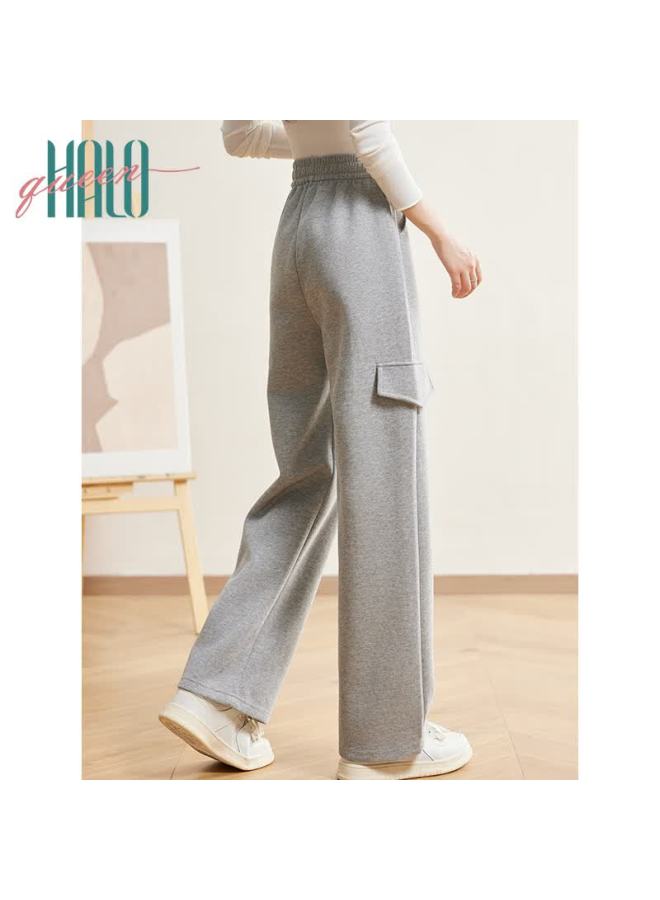 HALOQUEEN Halo Queen Women's Casual Pants For Spring And Autumn, Drawstring, Fake Pockets, Loose Straight-leg Versatile Sports Trousers, New Product H143r1001 - Image 4