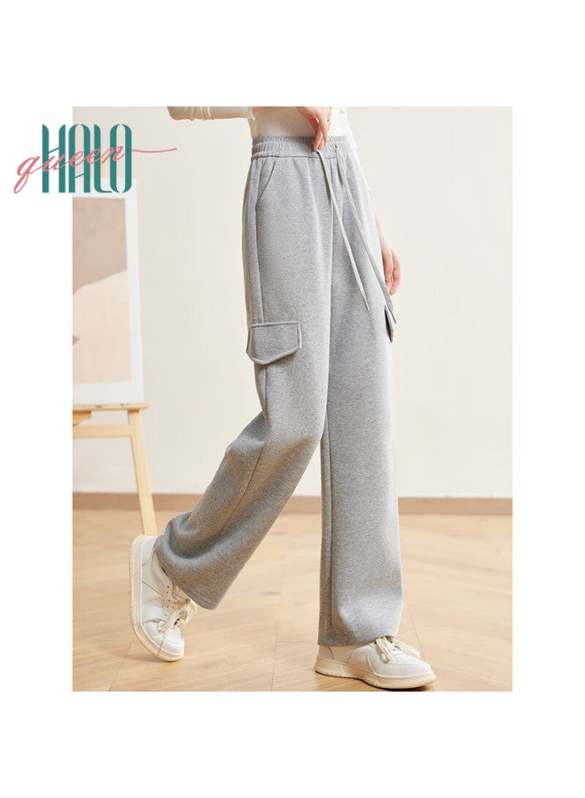 HALOQUEEN Halo Queen Women's Casual Pants For Spring And Autumn, Drawstring, Fake Pockets, Loose Straight-leg Versatile Sports Trousers, New Product H143r1001 - Image 2
