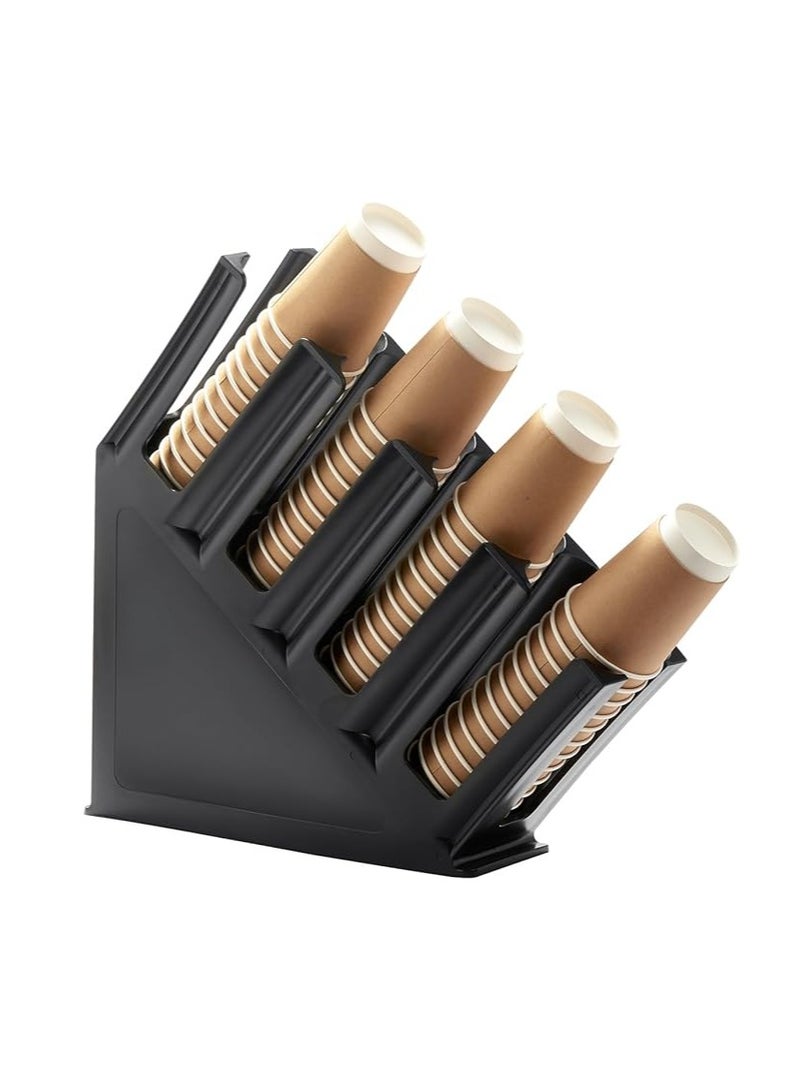 Cup Dispenser Plastic Cup Holder Coffee Cup Holder Cup Storage Organizer with 4 Compartment Paper Cup and Lid Holder，Paper Cup Holder for Countertop Bar, Beverage Cup, Kitchen, Breakroom Restaurant  - Image 1