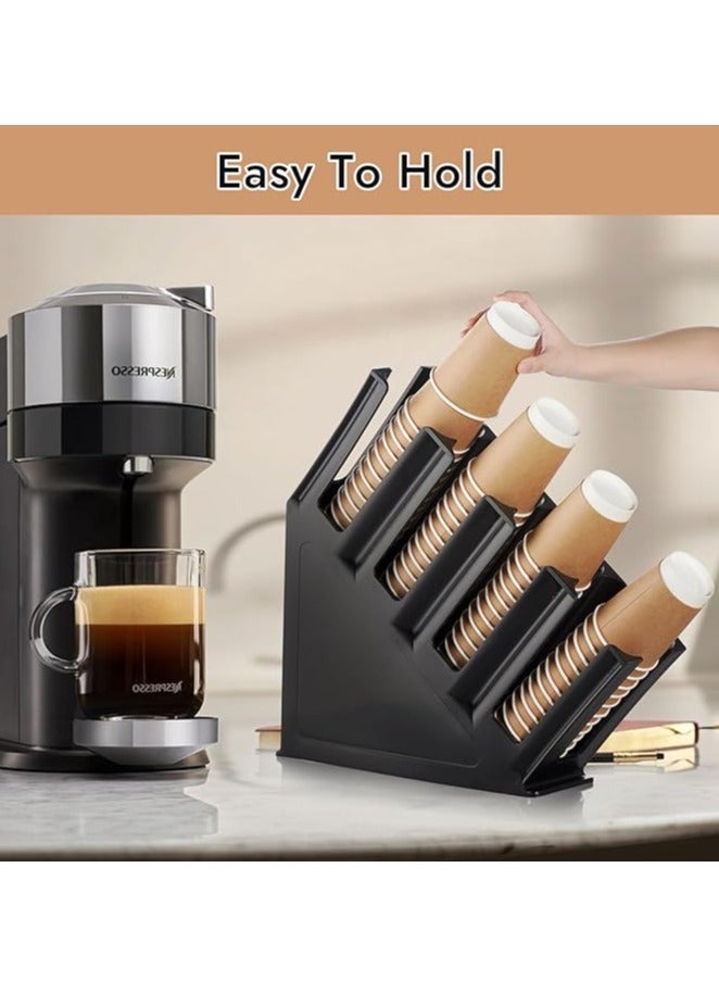 Cup Dispenser Plastic Cup Holder Coffee Cup Holder Cup Storage Organizer with 4 Compartment Paper Cup and Lid Holder，Paper Cup Holder for Countertop Bar, Beverage Cup, Kitchen, Breakroom Restaurant  - Image 3