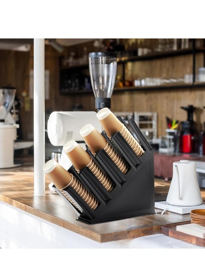 Cup Dispenser Plastic Cup Holder Coffee Cup Holder Cup Storage Organizer with 4 Compartment Paper Cup and Lid Holder，Paper Cup Holder for Countertop Bar, Beverage Cup, Kitchen, Breakroom Restaurant  - Image 5