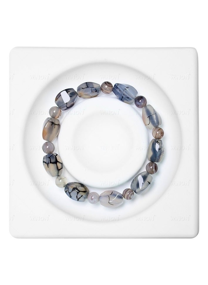 OLUDENIZ Natural Agate Stone Beaded Bracelet – Handmade Stretch Bangle for Men & Women - Image 1