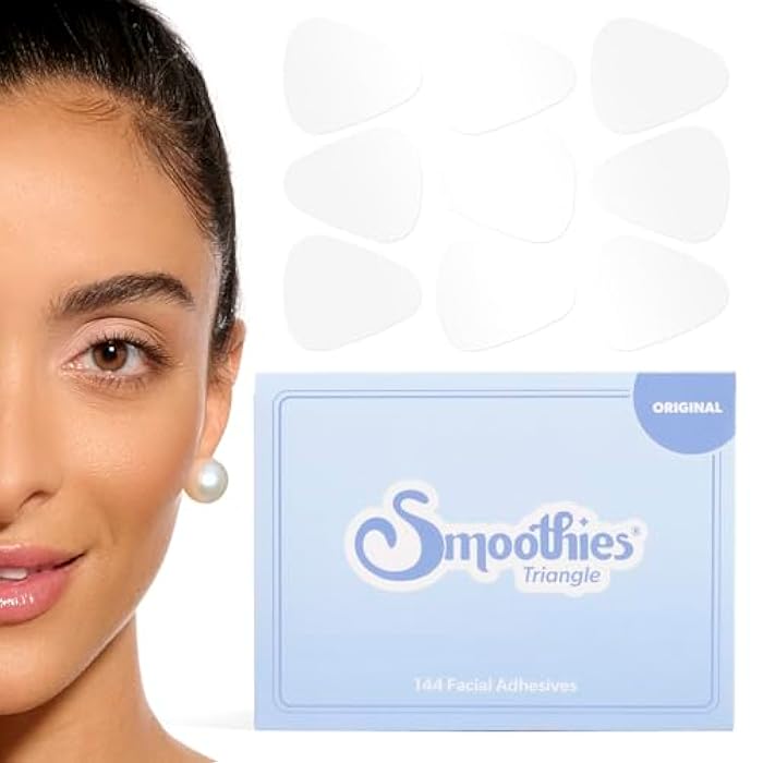 Smoothies Triangle Wrinkle Patches for Face Overnight - Facial Patches for Elevens, Crows Feet and more, 144 Facial Adhesives per Box - Face Tape, Made in the USA - Image 1