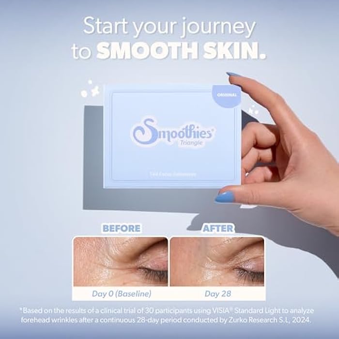 Smoothies Triangle Wrinkle Patches for Face Overnight - Facial Patches for Elevens, Crows Feet and more, 144 Facial Adhesives per Box - Face Tape, Made in the USA - Image 3