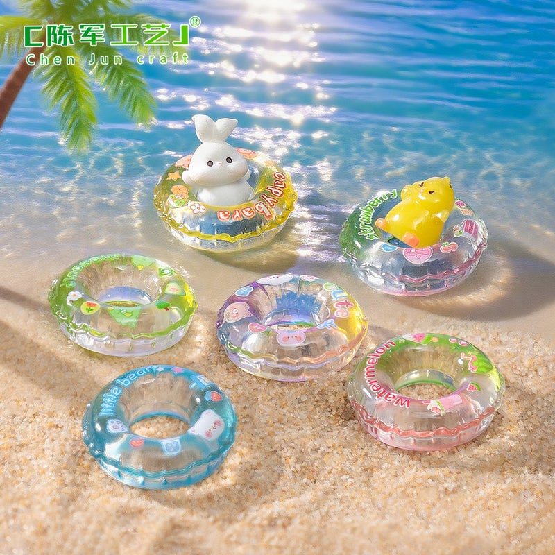 Glow-in-the-Dark Cartoon Swimming Ring Aquarium Decoration - Image 1