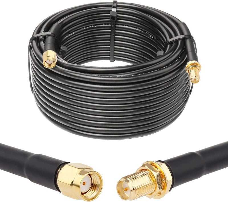 XRDS -RF 35ft RP-SMA Male to RP-SMA Female Coax Cable, RG58 RP-SMA WiFi Antenna Extension Coax Cable for WiFi LAN Router Wireless Network Card Adapte - Image 1