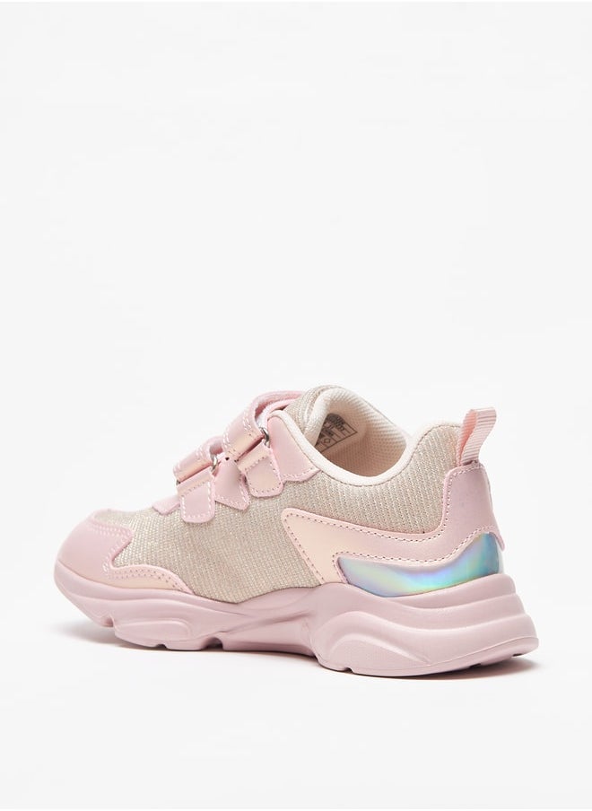 Flora Bella By Shoexpress - Girl's Glitter Detail Casual Sneakers Shoes With Hook And Loop Closure Ramadan Collection - Image 1