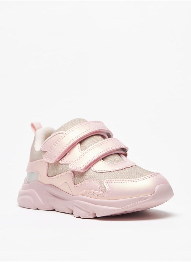 Flora Bella By Shoexpress - Girl's Glitter Detail Casual Sneakers Shoes With Hook And Loop Closure Ramadan Collection - Image 1