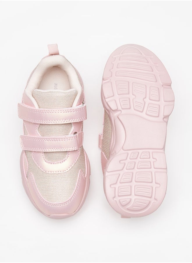 Flora Bella By Shoexpress - Girl's Glitter Detail Casual Sneakers Shoes With Hook And Loop Closure Ramadan Collection - Image 1