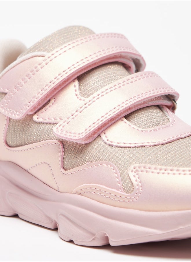 Flora Bella By Shoexpress - Girl's Glitter Detail Casual Sneakers Shoes With Hook And Loop Closure Ramadan Collection - Image 1