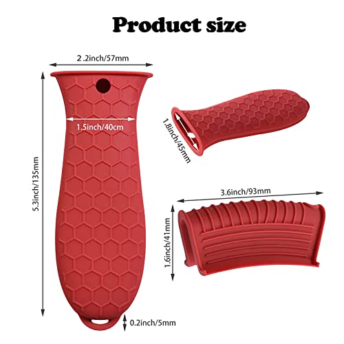 Intatikoo 3 Pack Silicone Cast Iron Skillet Handle Cover - Heat Resistant Pot Handle Sleeve Grip for Frying Pans, Griddles, Dutch Ovens & Baking Sheets (Red) - Image 2