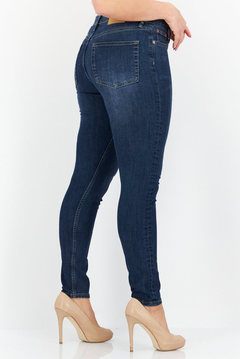 French Connection Women Skinny Fit Plain Stretchable Jeans, Blue - Image 3
