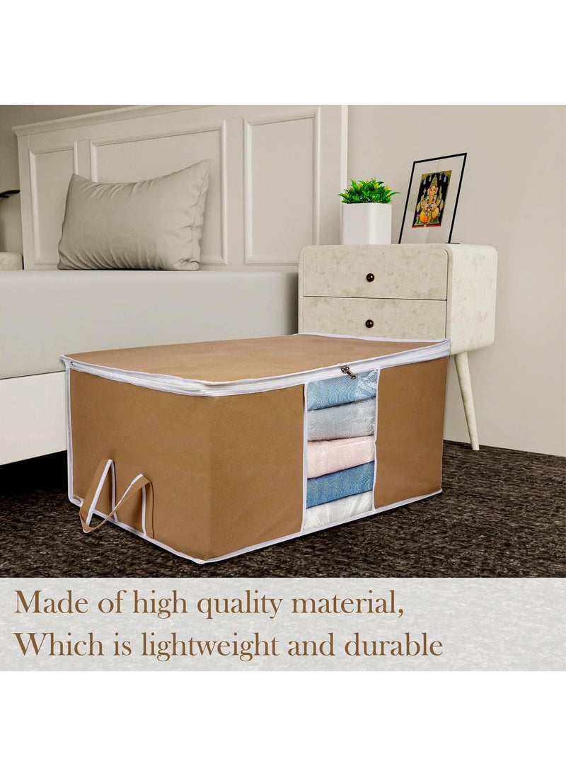 AARON INC AARON INC Blanket Cover Storage Bag Clothes Storage Organizer With Zipper Transparent Window Handle Duvet Cover Underbed Storage Bag Ideal for Comforters and Quilts Brown Pack of 6  - Image 3