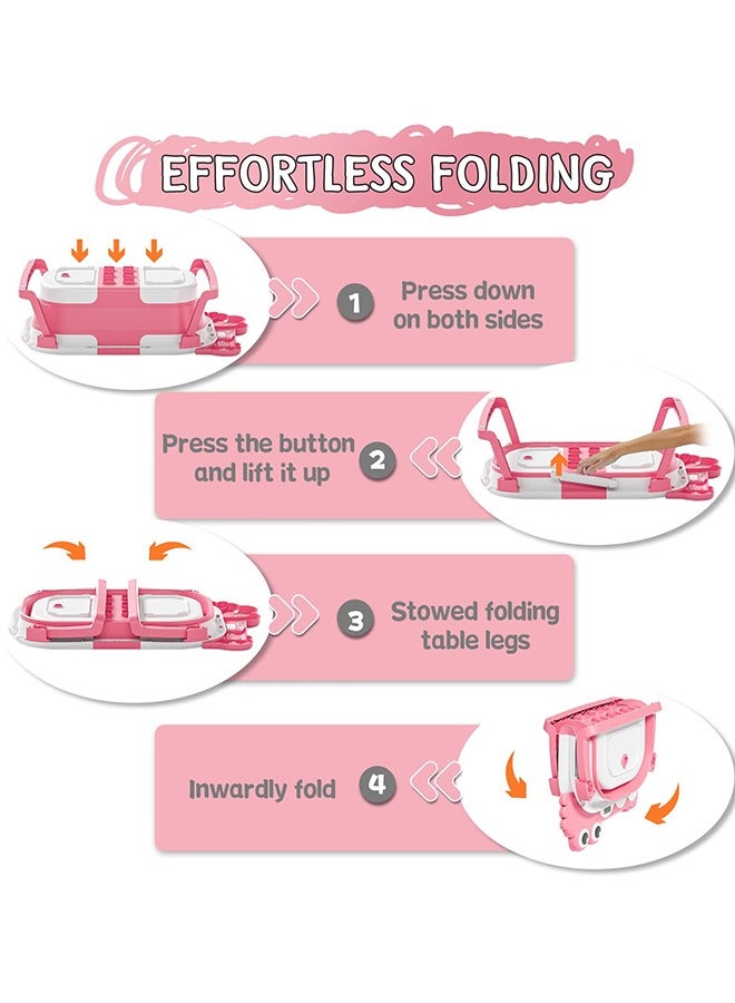 ميكسد حوض استحمام أطفال قابل للطي مع مقياس حرارة - هدية مثالية للمواليد الجدد، تصميم صحي مع تصريف المياه - Image 4