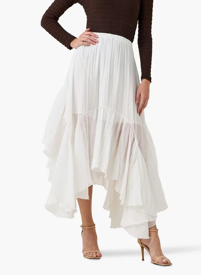 ايكونيك Iconic Midi Asymmetrical Skirt with Ruffles