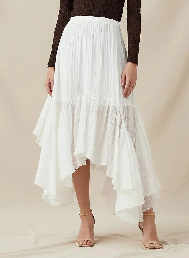 ايكونيك Iconic Midi Asymmetrical Skirt with Ruffles