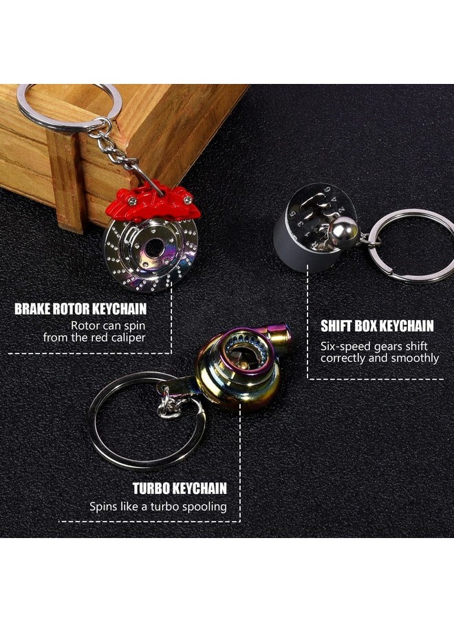 HNYYZL Auto Parts Metal Key Chain 6 Pcs Auto Part Model Keychain Set Turbo Keychain Manual Shift Box Keychain Brake Rotor Keychain Wheel Tire Rim Keychain Engine Piston Keychain Wrench Keychain  - Image 4